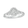 Thumbnail Image 1 of 0.16 CT. T.W. Composite Oval Diamond Frame Vintage-Style Promise Ring in 10K White Gold