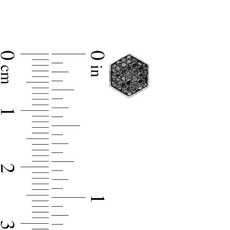 Main Image 3 of Vera Wang Men 0.37 CT. T.W. Hexagonal Black Multi-Diamond Stud Earrings in Sterling Silver and Black Ruthenium