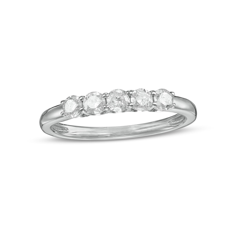 0.45 CT. T.W. Diamond Five Stone Anniversary Band in 10K White Gold