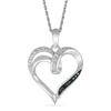 Thumbnail Image 1 of Black Enhanced and White Diamond Accent Heart Pendant in Sterling Silver
