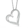 Thumbnail Image 1 of 0.066 CT. T.W. Diamond Stacked Tilted Heart Pendant in Sterling Silver