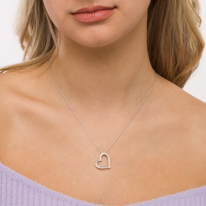 Main Image 2 of 0.085 CT. T.W. Diamond Heart Pendant in Sterling Silver