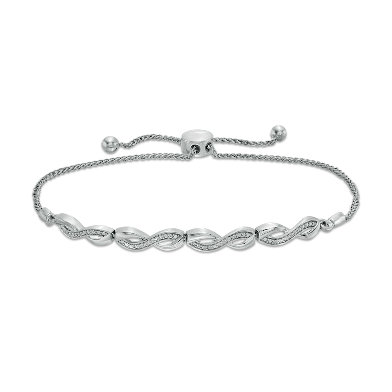 Diamond Accent Infinity Bolo Bracelet in Sterling Silver – 9.5"|Peoples Jewellers