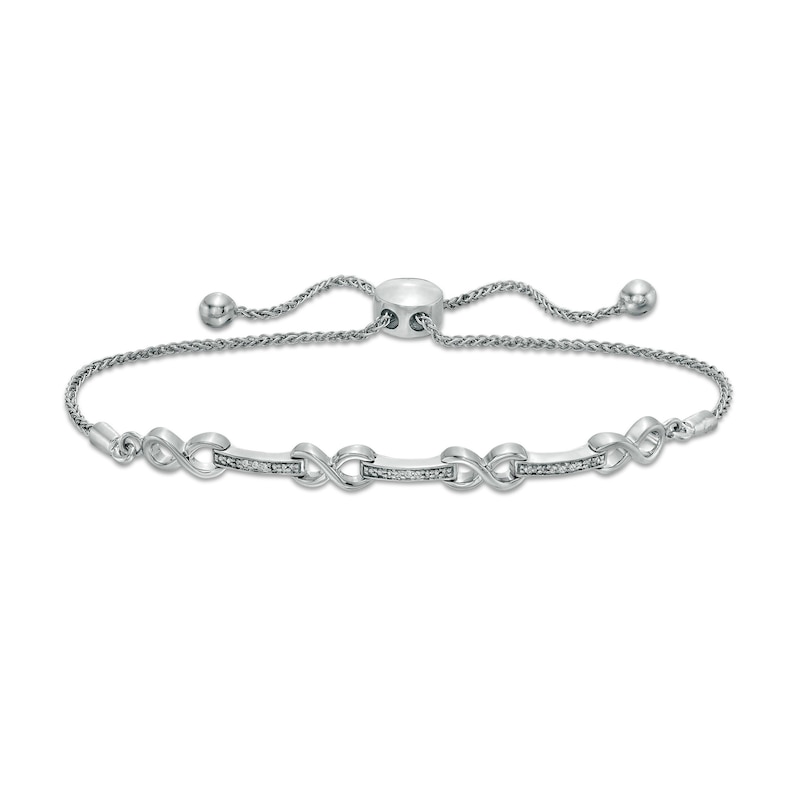 Diamond Accent Alternating Bolo Bracelet in Sterling Silver – 9.5"|Peoples Jewellers