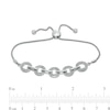 Diamond Accent Alternating Link Bolo Bracelet in Sterling Silver – 9.5"