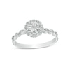 Thumbnail Image 0 of 0.065 CT. T.W. Diamond Frame Alternating Shank Ring in Sterling Silver