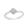Thumbnail Image 0 of 0.065 CT. T.W. Diamond Frame Tilted Square Ring in Sterling Silver