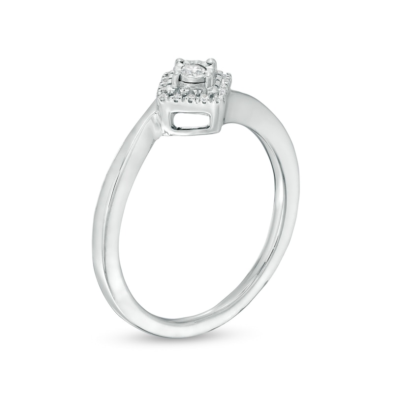 0.065 CT. T.W. Diamond Frame Tilted Square Ring in Sterling Silver