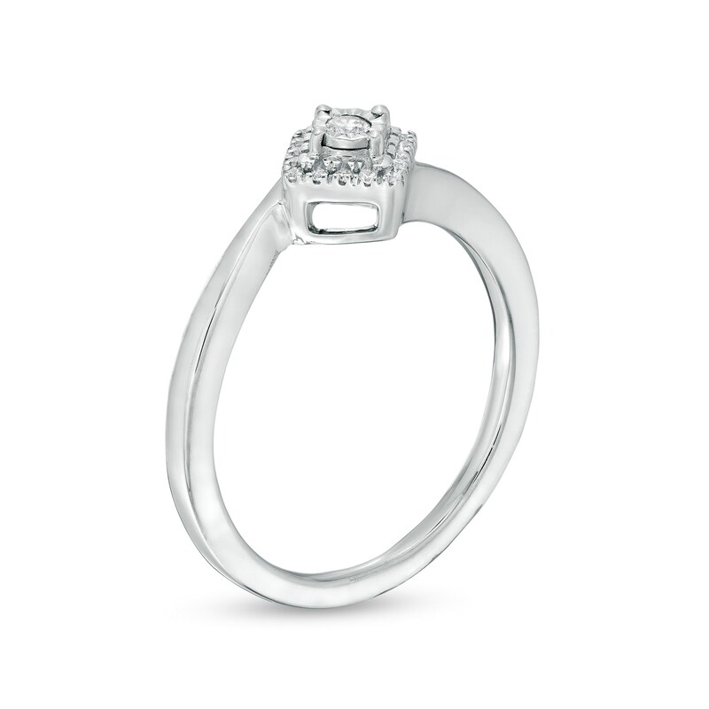 0.065 CT. T.W. Diamond Frame Tilted Square Ring in Sterling Silver