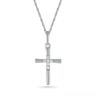 Diamond Accent Six Stone Cross Pendant in Sterling Silver