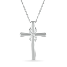 Diamond Accent Infinity Cross Pendant in Sterling Silver