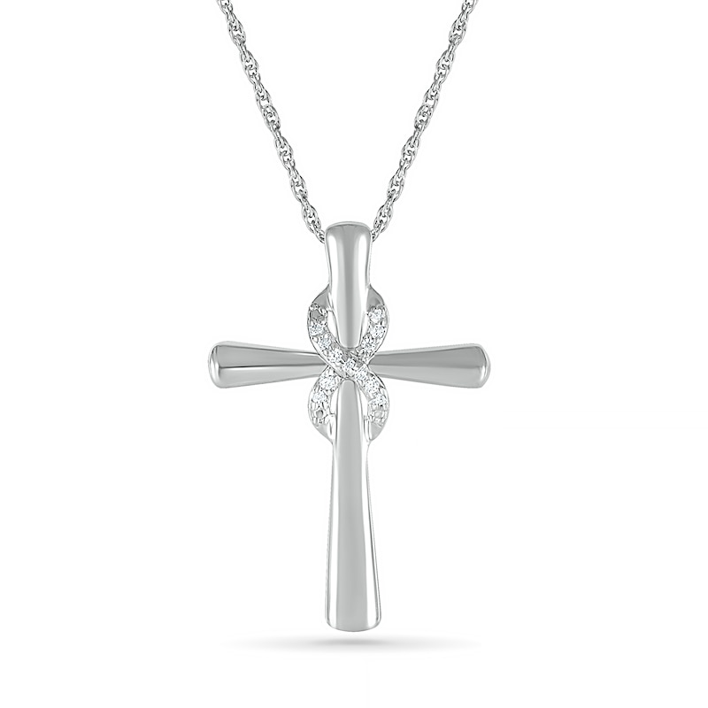 Diamond Accent Infinity Cross Pendant in Sterling Silver|Peoples Jewellers