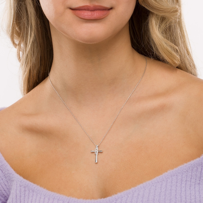 Main Image 2 of Diamond Accent Infinity Cross Pendant in Sterling Silver
