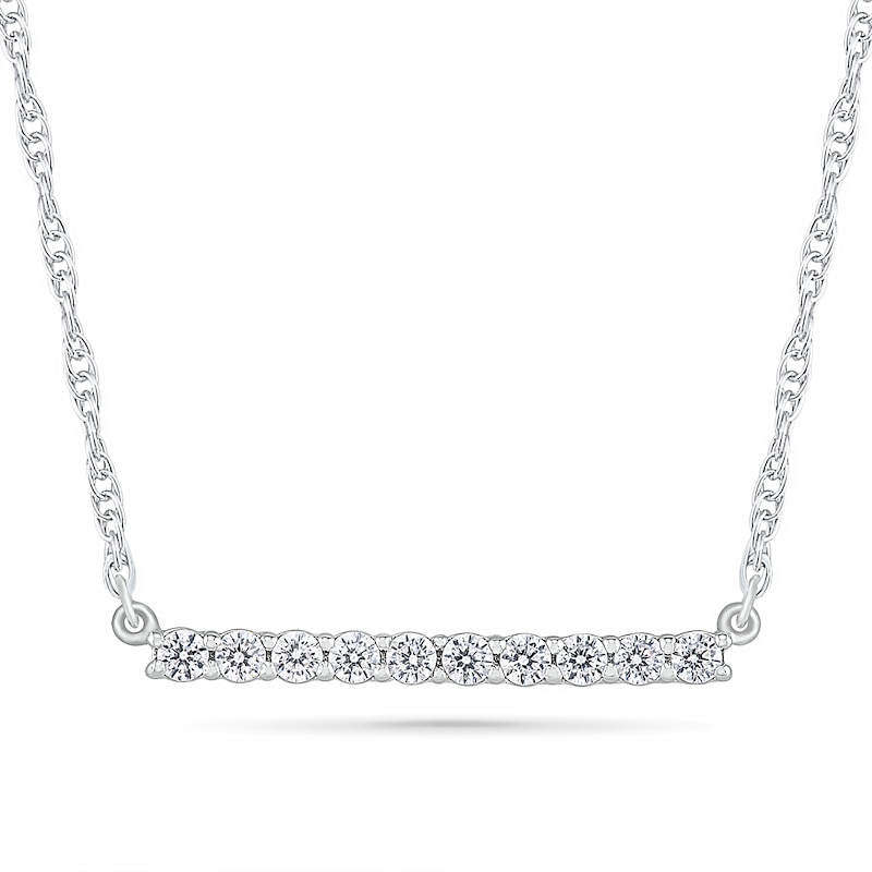 Main Image 1 of 0.23 CT. T.W. Diamond Bar Necklace in Sterling Silver