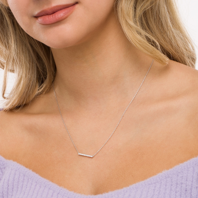 Main Image 2 of 0.23 CT. T.W. Diamond Bar Necklace in Sterling Silver