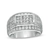 Thumbnail Image 0 of Men's 1.95 CT. T.W. Rectangular Composite Diamond Triple-Row Border Ring in 10K White Gold