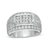 Men's 1.95 CT. T.W. Rectangular Composite Diamond Triple-Row Border Ring in 10K White Gold