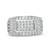 Men's 1.95 CT. T.W. Rectangular Composite Diamond Triple-Row Border Ring in 10K White Gold