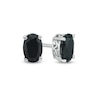 Thumbnail Image 1 of 0.95 CT. T.W. Oval Black Enhanced Diamond Solitaire Stud Earrings in 10K White Gold