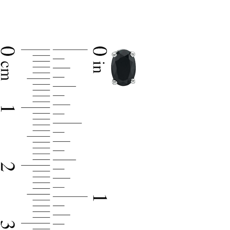 Main Image 3 of 0.95 CT. T.W. Oval Black Enhanced Diamond Solitaire Stud Earrings in 10K White Gold
