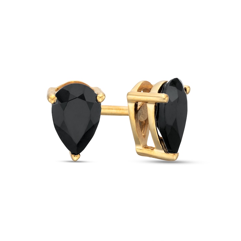 0.95 CT. T.W. Pear-Shaped Black Enhanced Diamond Solitaire Stud Earrings in 10K Gold