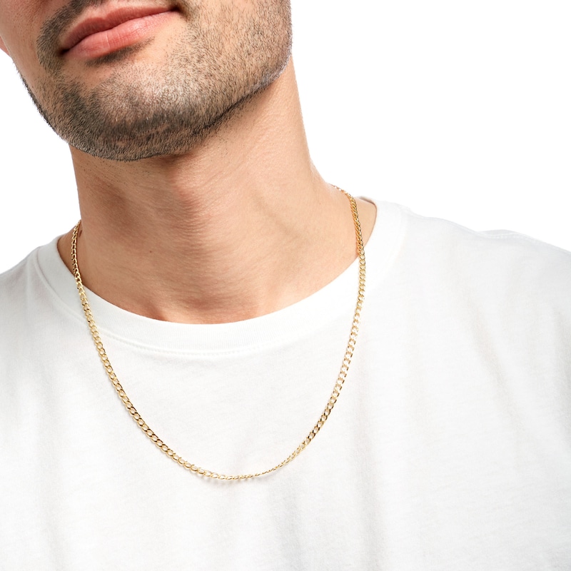 Main Image 2 of 3.5mm Curb Chain Necklace in Hollow 10K Gold – 22"
