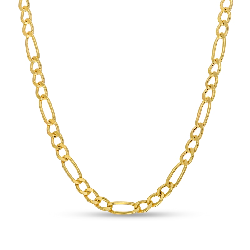 2.4mm Figaro Chain Necklace in Hollow 14K Gold – 20"