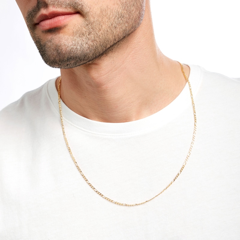 Main Image 2 of 2.4mm Figaro Chain Necklace in Hollow 14K Gold – 24"
