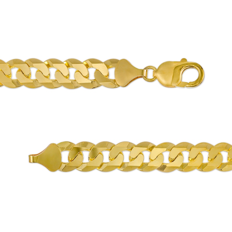 10.3mm Flat Curb Chain Necklace in Solid 10K Gold – 22"