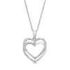 Thumbnail Image 1 of 0.12 CT. T.W. Diamond Double Heart Link Pendant in Sterling Silver