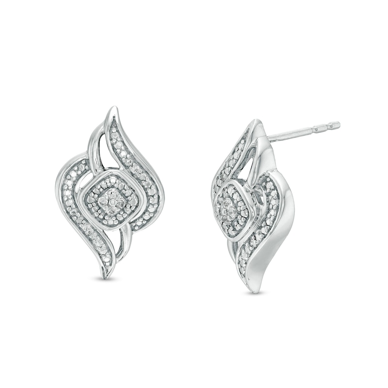 0.04 CT. T.W. Diamond Flame Stud Earrings in Sterling Silver|Peoples Jewellers