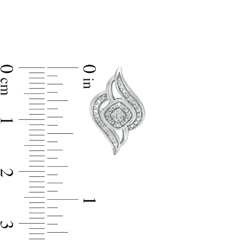 Main Image 3 of 0.04 CT. T.W. Diamond Flame Stud Earrings in Sterling Silver