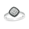 Thumbnail Image 0 of Black Enhanced and White Diamond Accent Tilted Square Ring in Sterling Silver