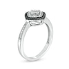 Black Enhanced and White Diamond Accent Tilted Square Ring in Sterling Silver