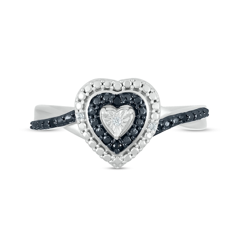 Main Image 4 of Diamond Accent Double Heart-Shaped Frame Twist Shank Ring in Sterling Silver