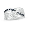 0.04 CT. T.W. Black Enhanced and White Diamond Multi-Row Crossover Ring in Sterling Silver