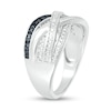 Thumbnail Image 2 of 0.04 CT. T.W. Black Enhanced and White Diamond Multi-Row Crossover Ring in Sterling Silver