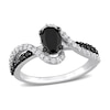 Thumbnail Image 0 of 1.00 CT. T.W. Oval Black Enhanced Diamond and White Sapphire Bypass Ring in Sterling Silver