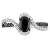 Thumbnail Image 3 of 1.00 CT. T.W. Oval Black Enhanced Diamond and White Sapphire Bypass Ring in Sterling Silver