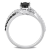 Thumbnail Image 4 of 1.00 CT. T.W. Oval Black Enhanced Diamond and White Sapphire Bypass Ring in Sterling Silver