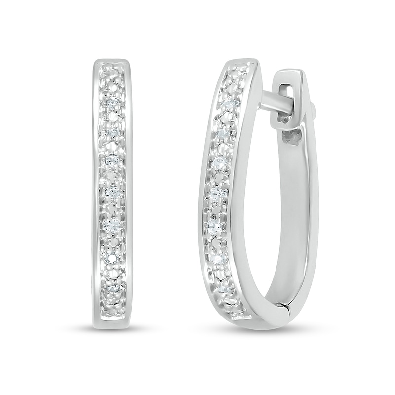 Main Image 1 of Diamond Accent Hoop Earrings in Sterling Silver