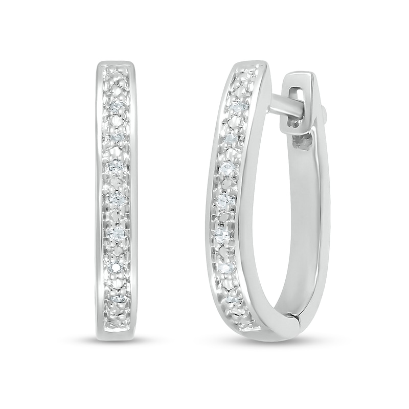 Diamond Accent Hoop Earrings in Sterling Silver