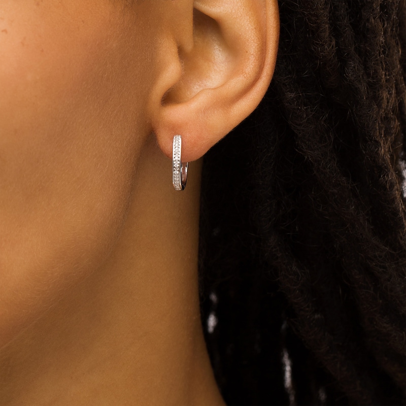 Main Image 2 of Diamond Accent Hoop Earrings in Sterling Silver