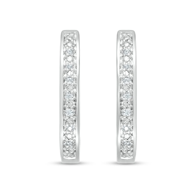 Diamond Accent Hoop Earrings in Sterling Silver
