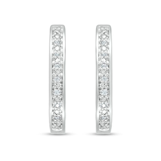 Diamond Accent Hoop Earrings in Sterling Silver