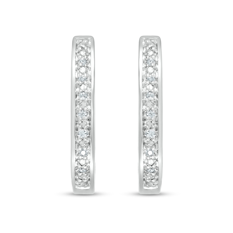 Main Image 3 of Diamond Accent Hoop Earrings in Sterling Silver