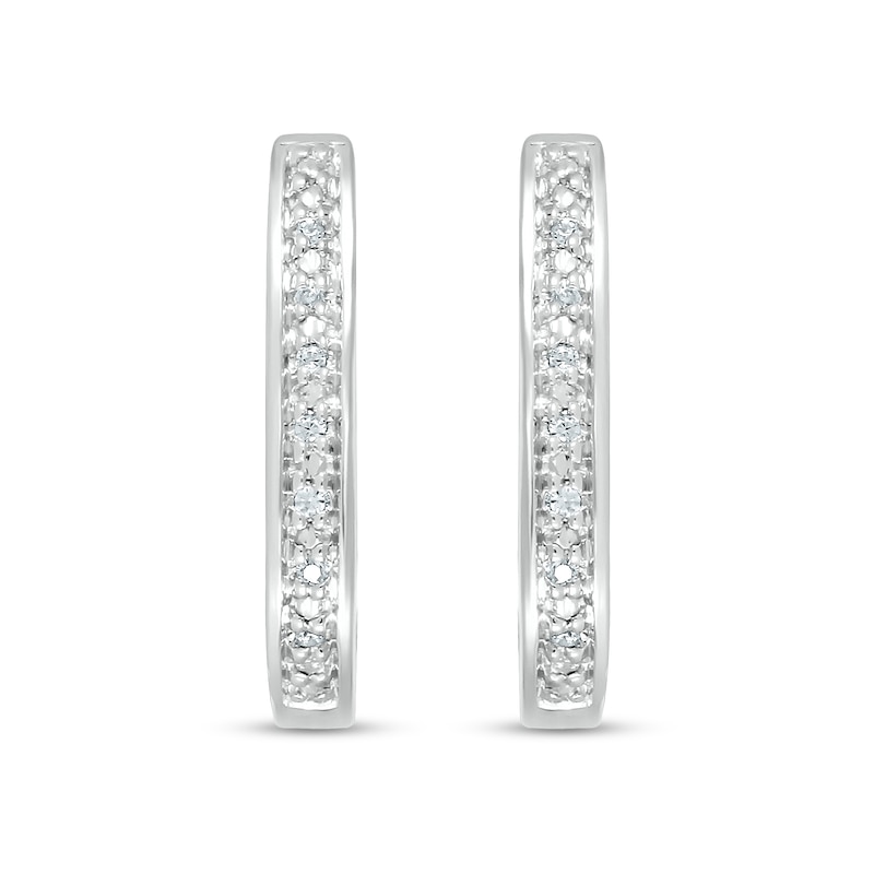 Diamond Accent Hoop Earrings in Sterling Silver