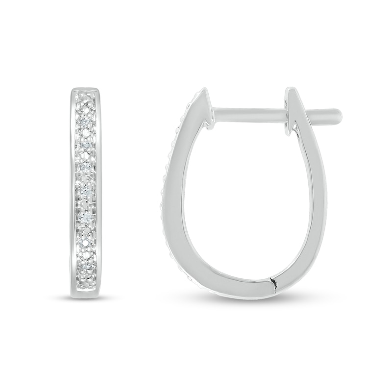 Main Image 4 of Diamond Accent Hoop Earrings in Sterling Silver