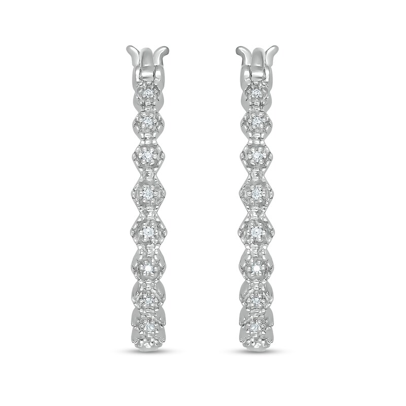 Main Image 3 of Diamond Accent Zig-Zag Hoop Earrings in Sterling Silver