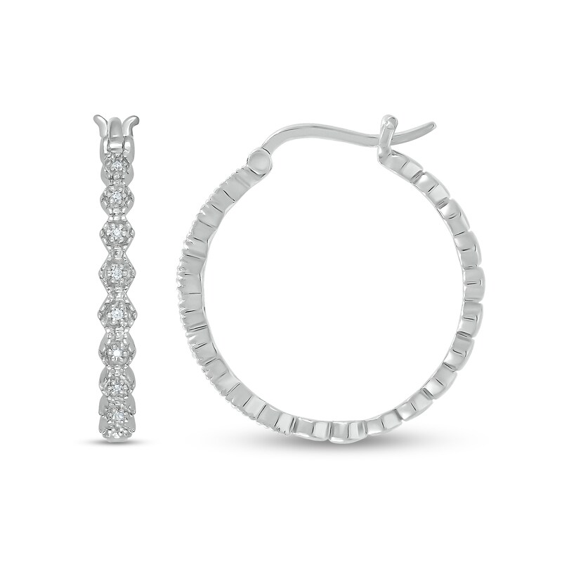 Main Image 4 of Diamond Accent Zig-Zag Hoop Earrings in Sterling Silver